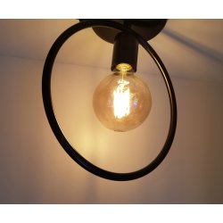 LAMPA sufitowa plafon stały koło czarny Loft na żarówkę E27 Edison