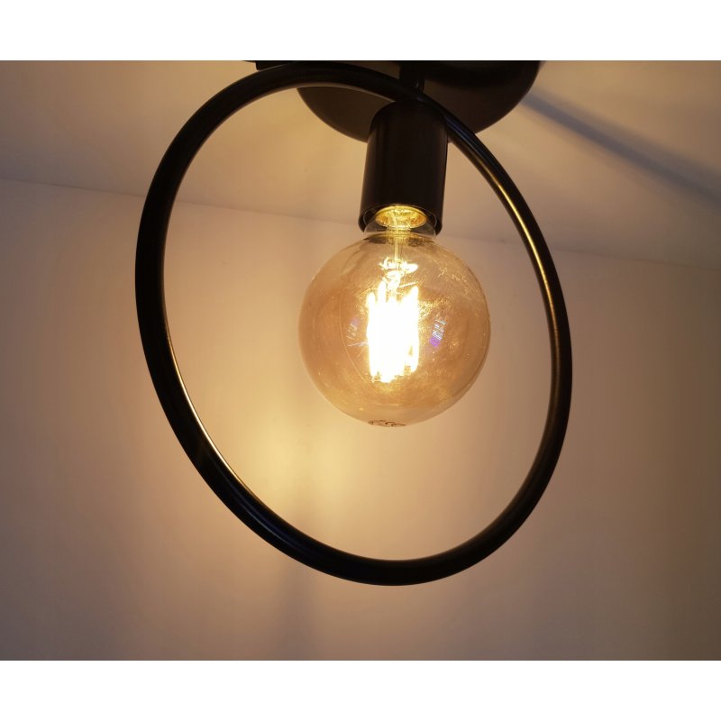 LAMPA sufitowa plafon stały koło czarny Loft na żarówkę E27 Edison