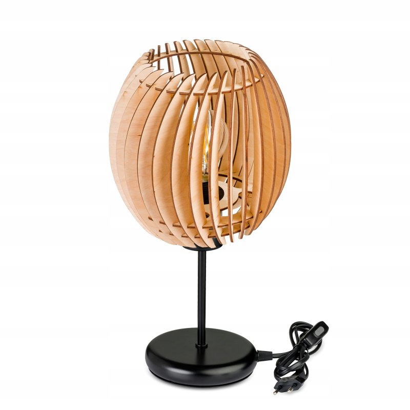 Lampka nocna Lampa stołowa loft na led E27 klosz Drewno BECZUŁKA