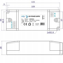 ZASILACZ MEBLOWY MINI 12V 2A 24W IP20 do taśm led