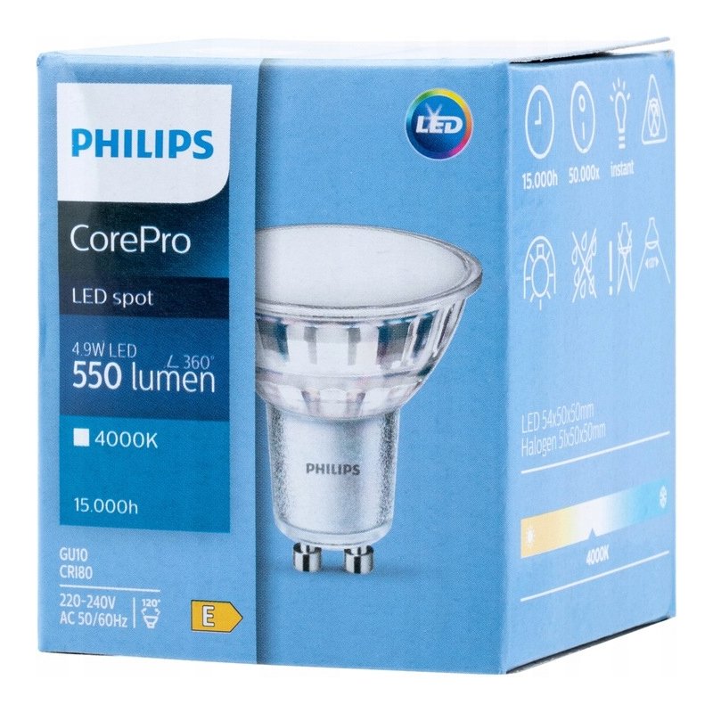 Żarówka Philips CorePro LEDspot GU10 550 lm 4,9 W biała ciepła