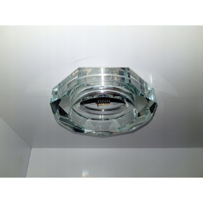 OPRAWA HALOGEN SZKLANA GRUBA OKRĄGŁA SZLIF lustrzana White