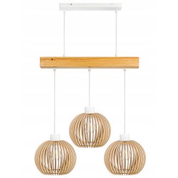 LAMPA drewniana belka wisząca sufitowa ŻYRANDOL ZWIS LOFT KULA DREWNO E27