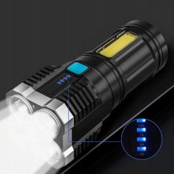 LATARKA ręczna LED SZPERACZ WIELOFUNKCYJNA taktyczna wojskowa ładowana USB
