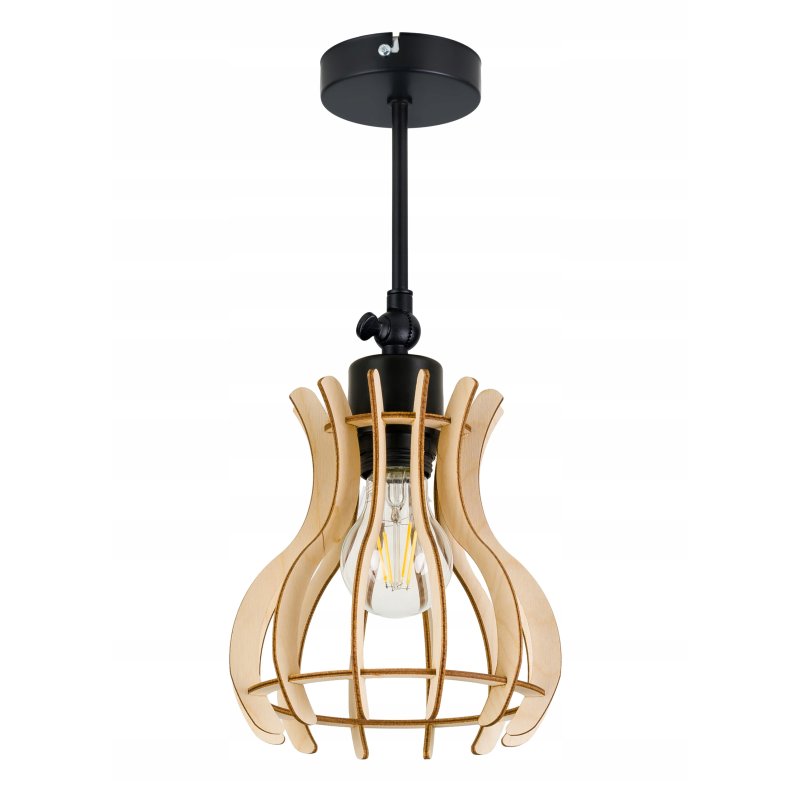 Lampa kinkiet żyrandol E27 regulowany LOFT Drewno