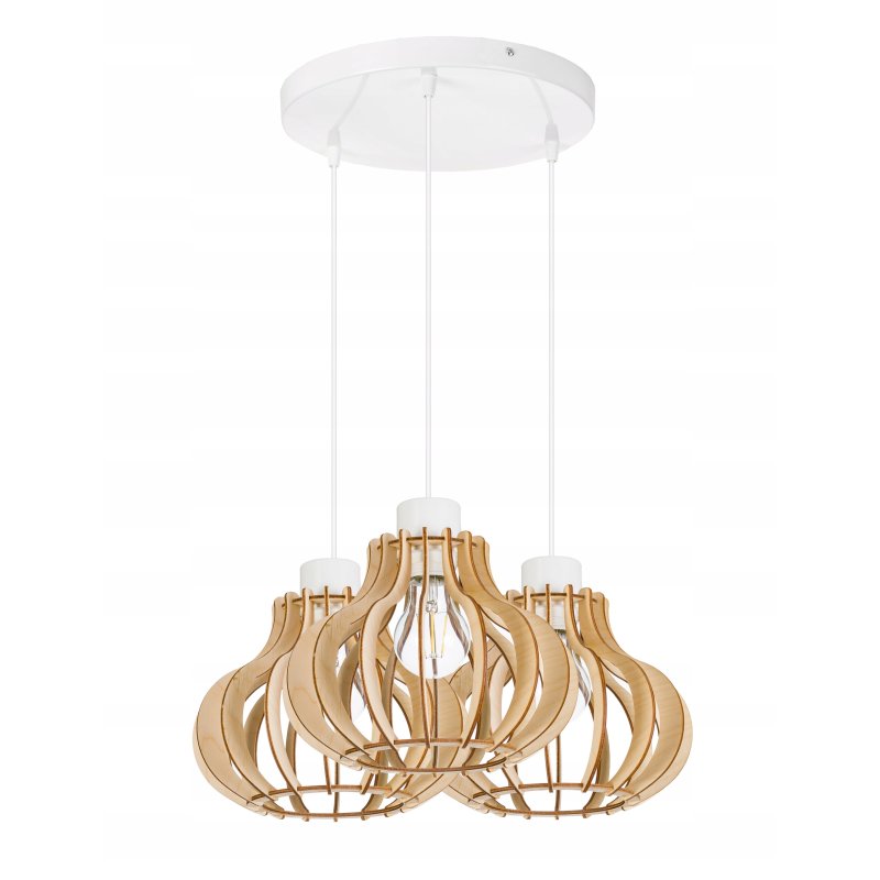 LAMPA sufitowa wisząca zwis Loft Drewno na 3x E27