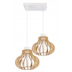 LAMPA sufitowa wisząca zwis Loft Drewno na 2x E27