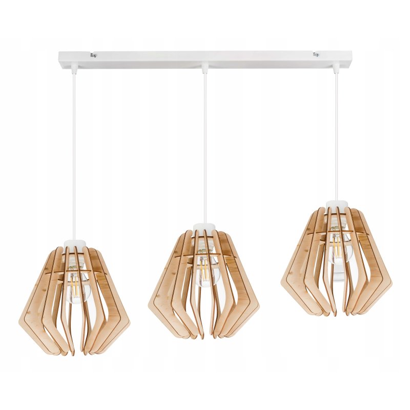 LAMPA sufitowa wisząca zwis Loft Drewno na 3x E27