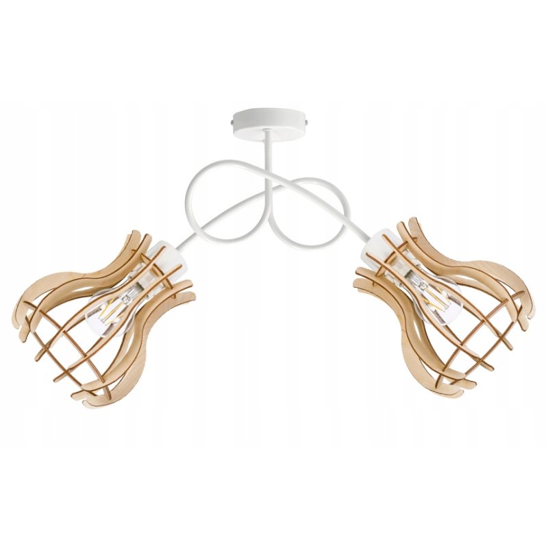 Lampa sufitowa żyrandol wisząca LOFT biały drewno