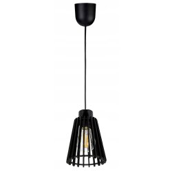 Lampa czarna wisząca zwis żyrandol sufitowa LOFT klosz piramidka Drewno 1