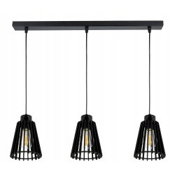 Lampa czarna wisząca zwis żyrandol sufitowa LOFT klosz piramidka Drewno 3