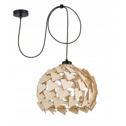 LAMPA sufitowa wisząca ZWIS Loft E27 PAJĄK czarny Drewno klosz XL