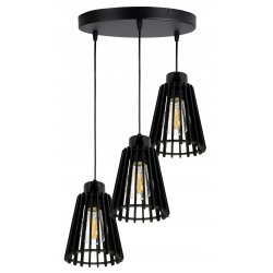 Lampa czarna wisząca zwis żyrandol sufitowa LOFT klosz piramidka Drewno 3