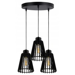 Lampa czarna wisząca zwis żyrandol sufitowa LOFT klosz piramidka Drewno 3
