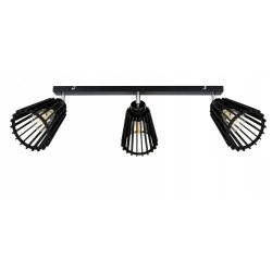 Lampa czarna plafon żyrandol ruchomy sufit klosz 3 Drewno piramidka eko