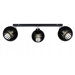 Lampa czarna plafon żyrandol sufitowa ruchomy loft Drewno kulka 3