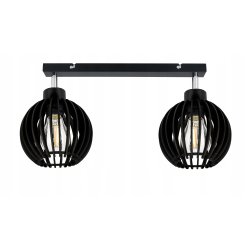 Lampa czarna plafon żyrandol sufitowa ruchomy loft Drewno kulka2