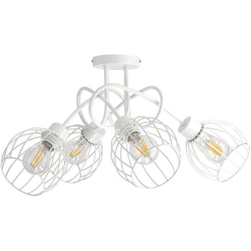 Lampa SUFITOWA żyrandol WISZĄCA LOFT drut kula x4