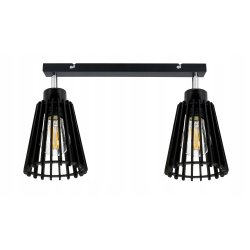Lampa czarna plafon żyrandol ruchomy sufit klosz 2 Drewno piramidka eko