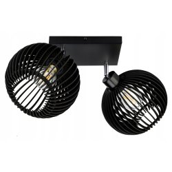 LAMPA SUFITOWA PLAFON RUCHOMY ŻYRANDOL LOFT klosz CZARNY DREWNO na 2x E27