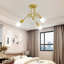 Lampa sufitowa kręcona złota żyrandol loft na 4x E27 złoty