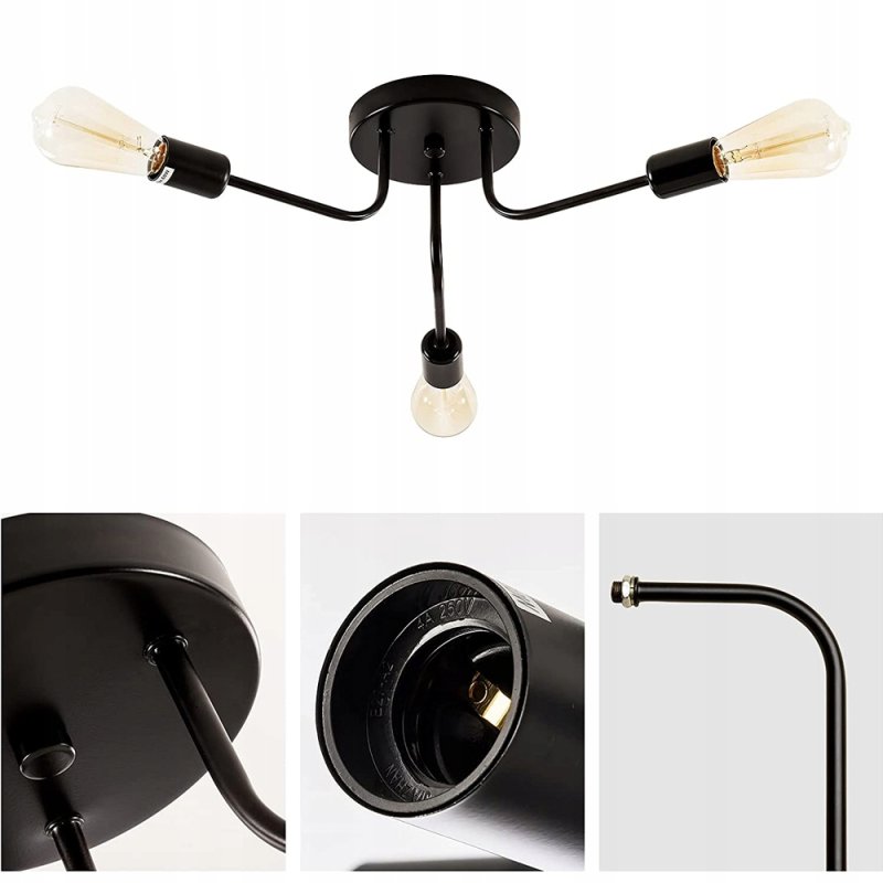 Lampa sufitowa loft żyrandol wisząca na 3 x E27