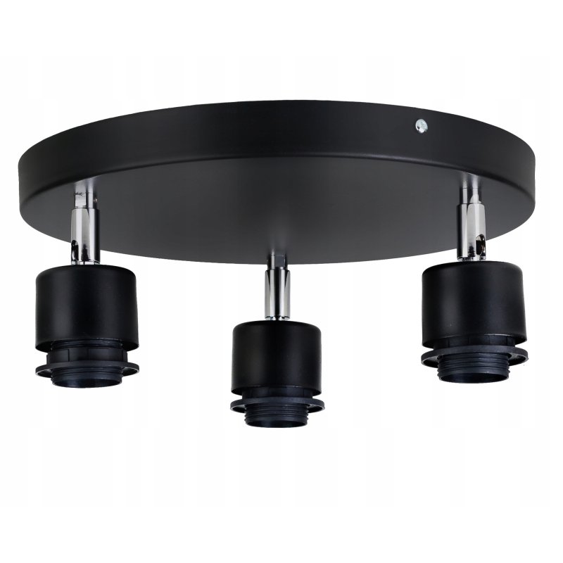 Lampa czarna plafon żyrandol sufitowa ruchoma loft Drewno kulka 3 czarna