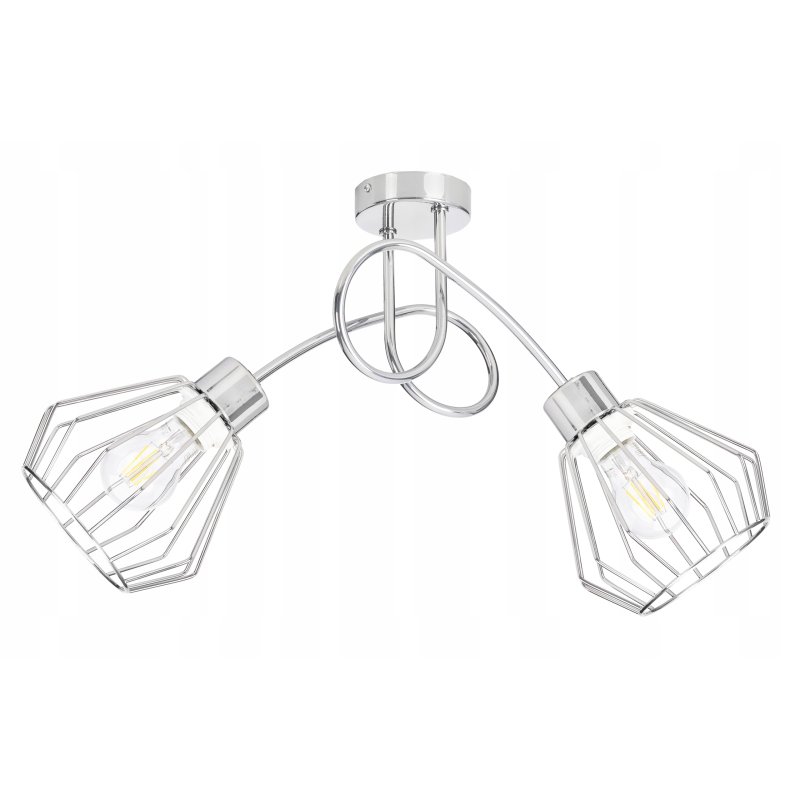 Lampa sufitowa żyrandol loft na E27 chrom klosze 2