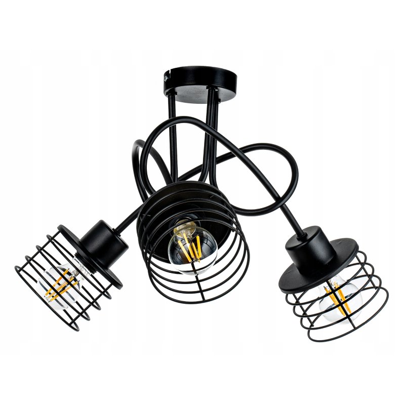 Lampa SUFITOWA żyrandol WISZĄCA LOFT plafon drut 3