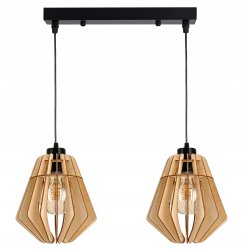 LAMPA sufitowa wisząca zwis Loft Drewno na 2x E27