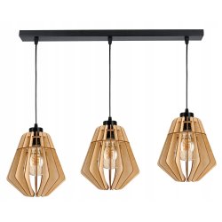 LAMPA sufitowa wisząca zwis Loft Drewno na 3x E27