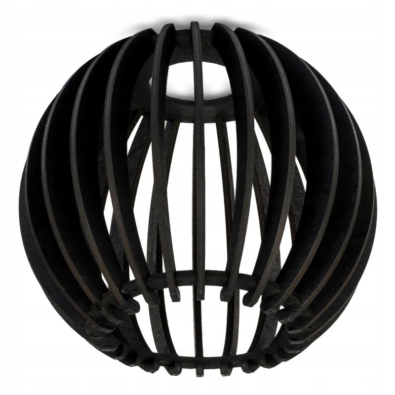 Lampa kinkiet E27 ścienny stały kręcony loft czarny kula drewno czarne