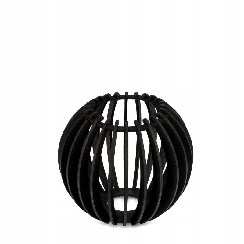 Lampa kinkiet E27 ścienny stały kręcony loft czarny kula drewno czarne
