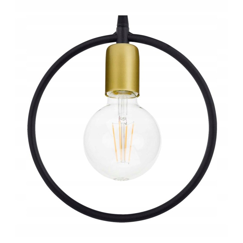 LAMPA sufitowa plafon stały koło czarny złoty Loft na żarówkę E27 Edison