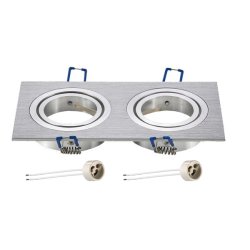 OPRAWA sufitowa PODWÓJNA HALOGENOWA RUCHOMA ALUMINIUM na 2x GU10