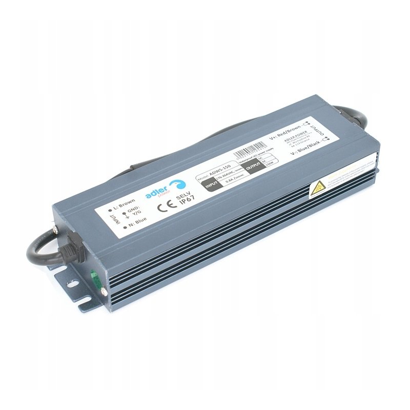 ZASILACZ HERMETYCZNY PROFESJONALNY 12V 150W 12,5A wodoodporny taśm LED IP67