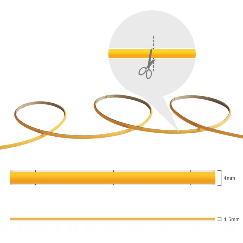 Taśma LED COB WĄSKA 4mm 24V neon linia biały neutral 5mb