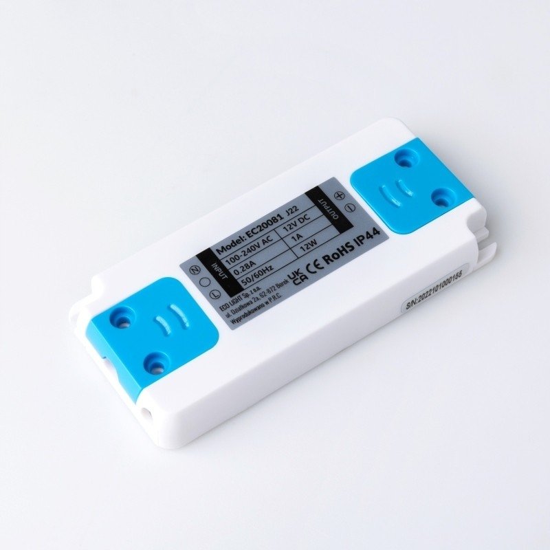 Zasilacz meblowy slim 12V 1A 12W IP44 do taśm led