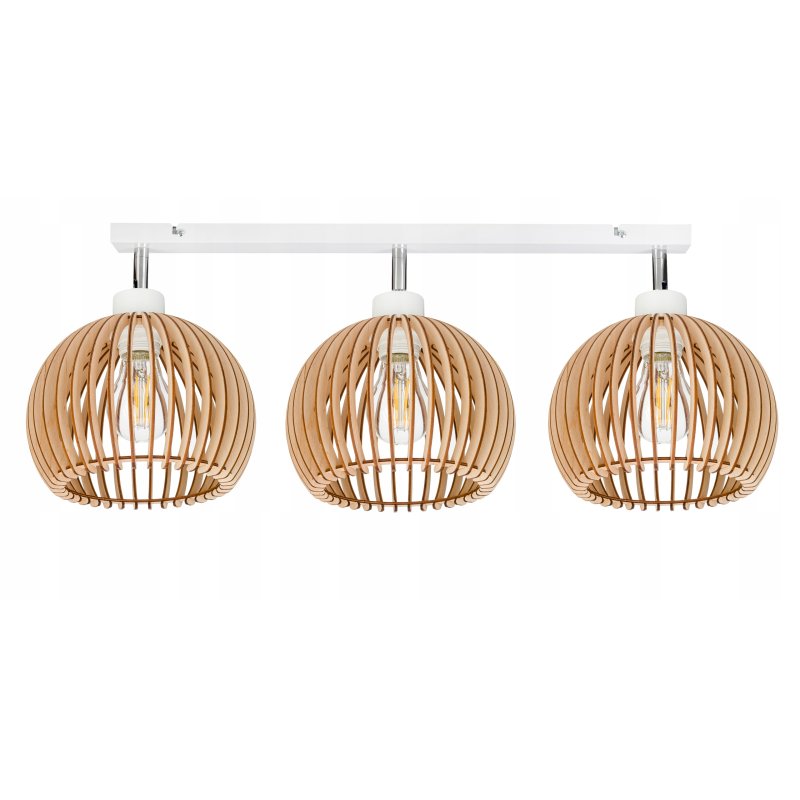 Lampa plafon żyrandol ruchomy sufitowa LOFT klosz kula 36 Drewno na 3x e27