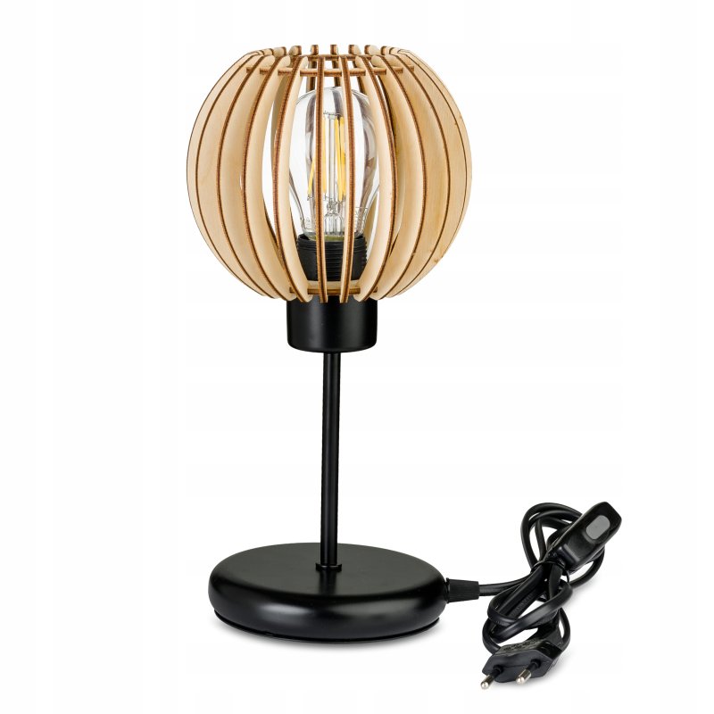 Lampka nocna Lampa stołowa loft na led E27 Drewno