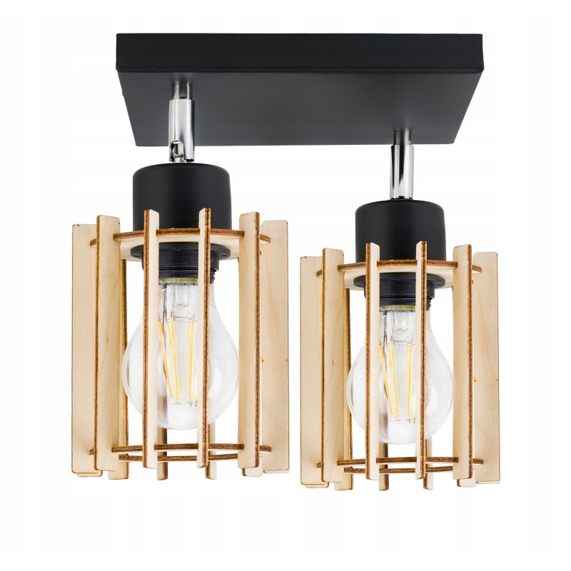 LAMPA PLAFON żyrandol ruchomy sufit WALEC 2 Drewno