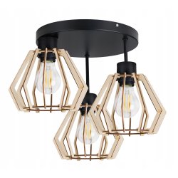 LAMPA PLAFON żyrandol E27 sufitowa BRYLANT Drewno