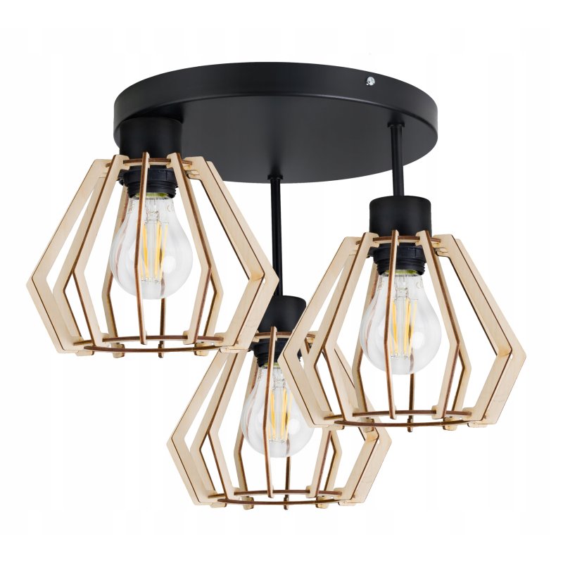 LAMPA PLAFON żyrandol E27 sufitowa BRYLANT Drewno