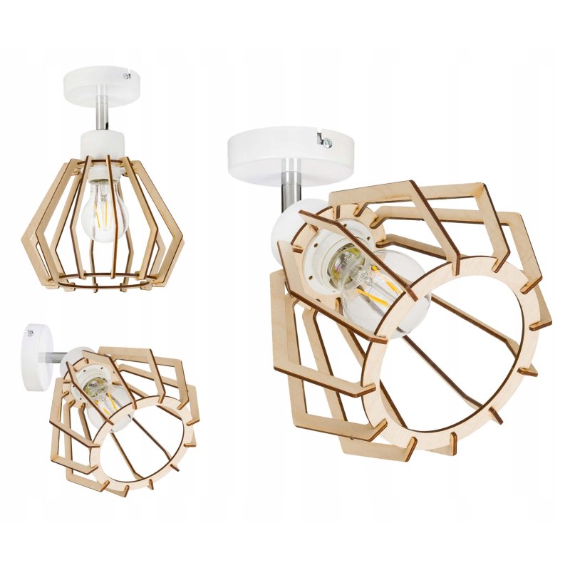LAMPA KINKIET E27 żyrandol regulowany loft Drewno