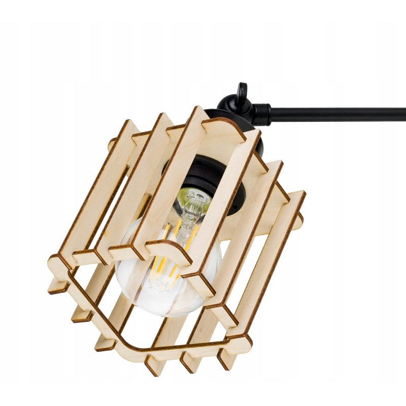 LAMPA sufitowa żyrandol regulowany LOFT drewno 4