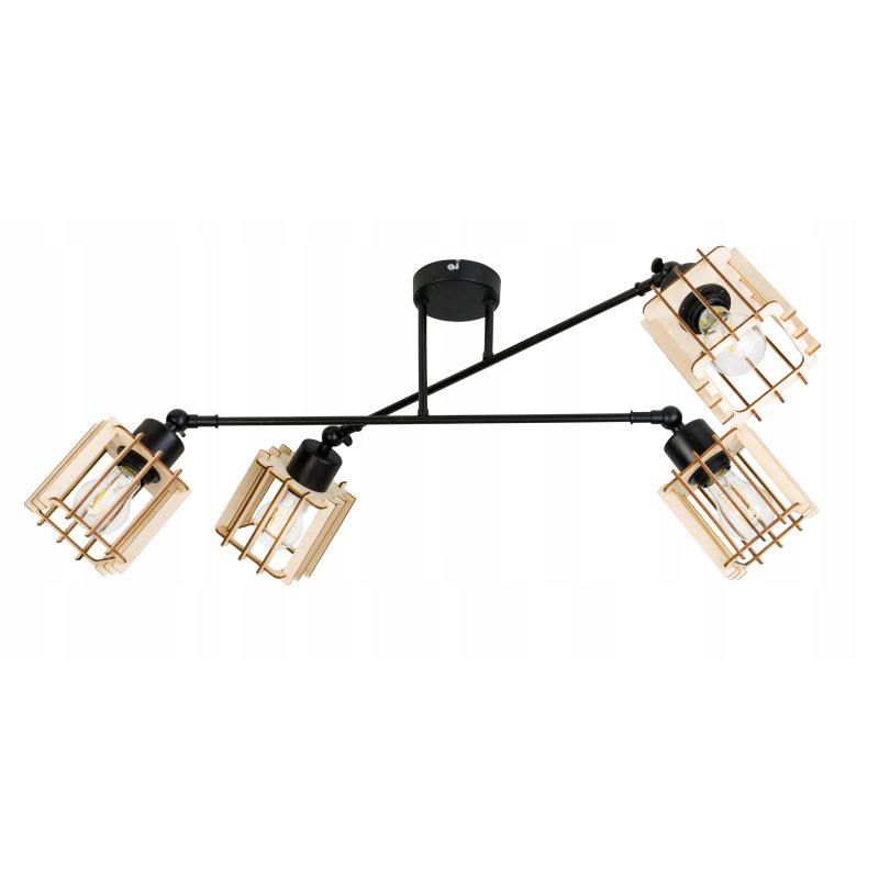 LAMPA sufitowa żyrandol regulowany LOFT drewno 4