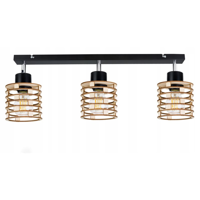LAMPA PLAFON żyrandol ruch sufit SPRĘŻYNA Drewno