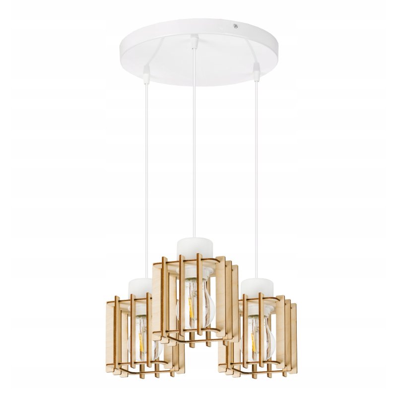 LAMPA WISZĄCA zwis żyrandol sufit DREWNO KOSTKA 3