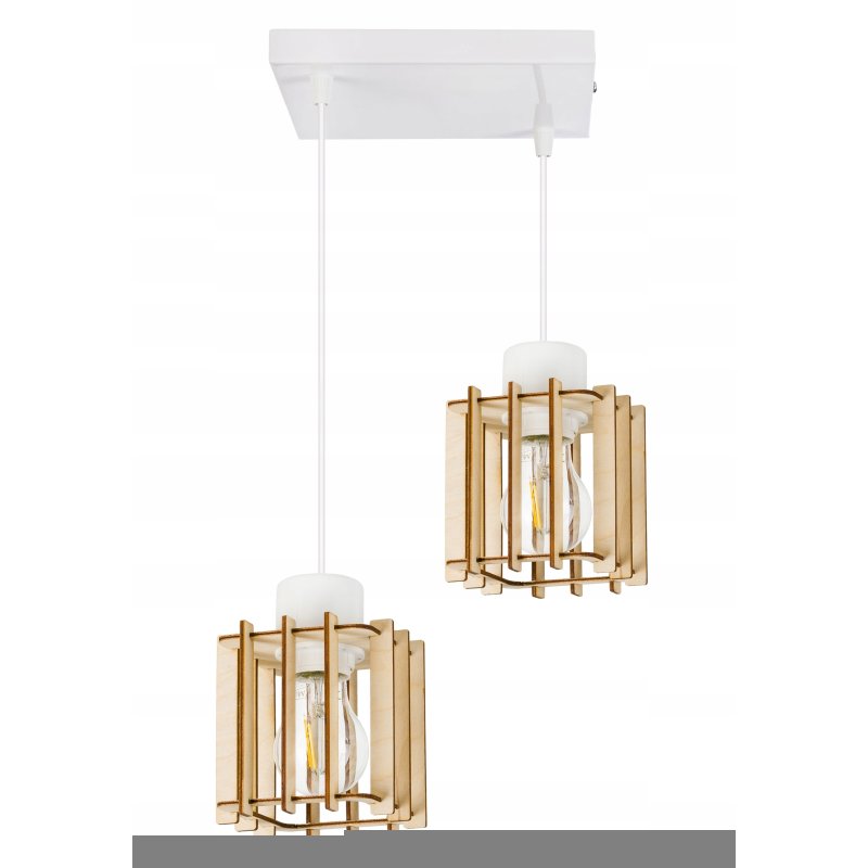 LAMPA WISZĄCA zwis żyrandol sufit DREWNO KOSTKA 2