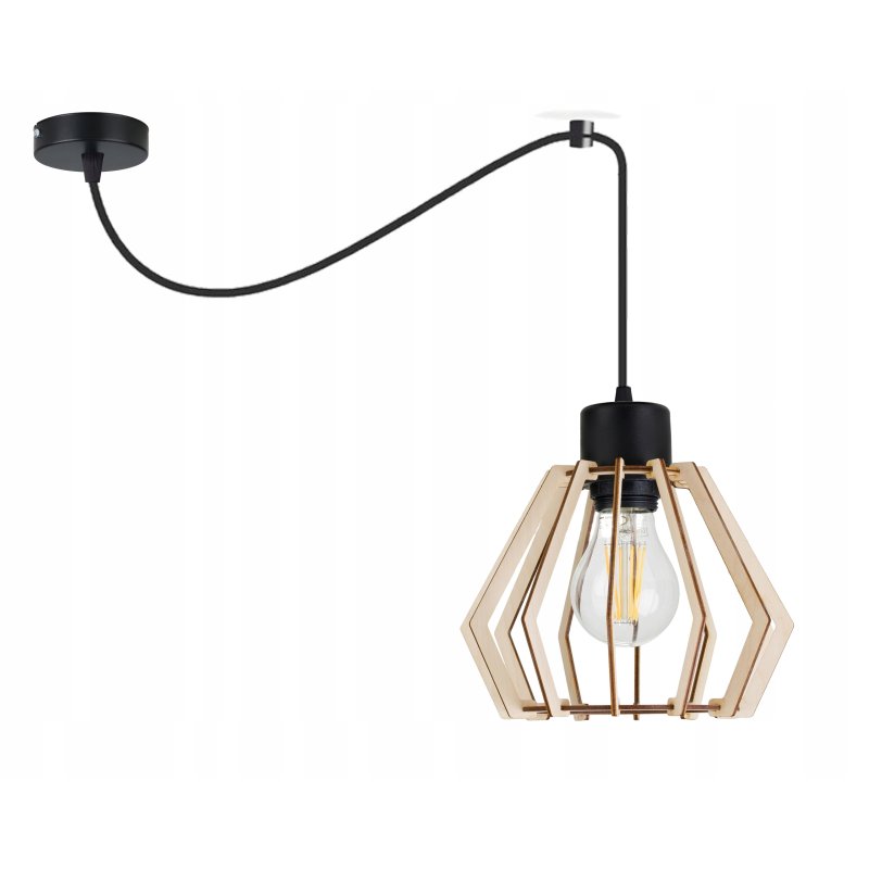 LAMPA sufitowa wisząca ZWIS Loft E27 PAJĄK Drewno